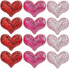 24 Pieces Valentine's Day Heart Hair Clips Heart Glitter Sequin Heart Hairpins for Girls Birthday Party Wedding Themed Party Hair Accessories (Multic