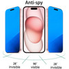 BWEDXEZ 2 Pack Anti-Blue Privacy Tempered Glass for iPhone 15 / iPhone 16 Anti-Spy Screen Protector Film Electroplated Blue 6.1 inch