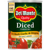 Del Monte Canned Diced Tomatoes With Basil Garlic Oregano And No Added Salt 14.5 Ounce Pack Of 12