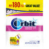 Orbit Bubblemint Sugar Free Chewing Gum Value Bulk Pack 180 Piece Bag