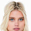 Fdesigner Boho Pearl Head Chain Vintage Crystal Headpieces Wedding Rhinestone Hair Jewelry Party Festival Hair Accessories for Women and Girls (Gold)