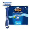 BIC EasyRinse Anti-Clogging Men's Disposable Razors for a Smooth Summer Shave With Less Irritation, Shaving Razors With 4 Blades, 6 Pack