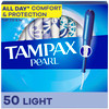 Tampax Pearl Tampons Light Absorbency with BPA-Free Plastic Applicator and LeakGuard Braid, Unscented, 50 Count