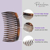 Parcelona French Glossy Shell Brown 16 Teeth Hair Side Combs 2.75 2 Pcs