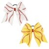 Girls Cheerleader Jumbo Bow Ponytail Holder Hairbow Girl Teen Hair Accessories JB81 (D-White Yellow)