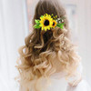 Fangsen Gold Wedding Sunflower Hair Comb Bride Hair Accessories Yellow Flower Pearl Bridal Headpiece Decorative for Women and Girls