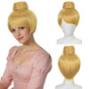 Anogol Short Blonde Wig With Bun Women Golden Updo Wigs Gold Cosplay Wig