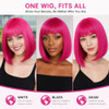 Enilecor Short Bob Hair Wigs 12 Straight With Flat Bangs Synthetic Colorful Cosplay Daily Party Wig For Women Natural As Real Hair Plus Free