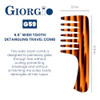 Giorgio G59 Extra Wide Tooth Detangler Comb Large Tooth Comb With Handle For Thick Wavy Or Curly Hair.