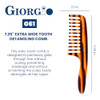 Giorgio G61 Extra Wide Tooth Detangler Comb Large Teeth For Long Thick Wavy Or Curly Hair.