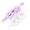 My Lello Baby Flower Headbands Fabric Beaded Trio Stretchy Elastic Pair Lavender White