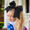 12 Pcs Large Cheer Bows 8" Bulk Hair Bow Accessories with Ponytail Holder for Girls High School College Cheerleading Black/white(12pcs)