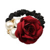 Lovef 4Pcs Korean Fashion Pearl Hair Rope Rose Flower Rhinestone Hair Ties Jewelry Rubber Band
