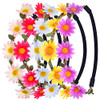 Eboot 5 Pcs Daisy Flower Crown Headbands For Women Boho Multicolor