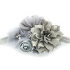 My Lello Headband Shabby Fabric Flower Cluster Baby Infant Toddler Girl Stretchy Elastic Gray