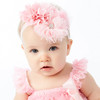 My Lello Headband Shabby Fabric Flower Cluster Baby Infant Toddler Girl Stretchy Elastic Red