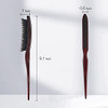 Perfehair 100 Percent Pure Boar Bristle Teasing Hair Brush With Wooden Handle 3 Row Slim Backcombing Brush 8.8 Inch