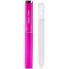 Nail Tek Crystal File - Glass Nail File with Case, Durable and Gentle for Healthy Nails and Cuticles - Travel-Friendly Design, Fuchsia, Medium 5"