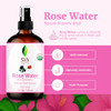 Sva Organics Rose Water Glass Bottle With Spray 4 Fl Oz 118 Ml