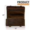 Komalc Premium Buffalo Leather Hanging Toiletry Bag Travel Dopp Kit Distressed Tan
