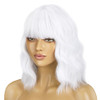 Beron 14 Inches White Wig With Bangs Short Curly White Wigs For Women Daily Party Hairnet Include