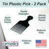 Amelia Beauty 7In Black Curly Hair Wide Tooth Pick 2 Pack Made In Usa Easily Creates Volume Detangles Reduces Frizz Afro Pick Styling Tool 7
