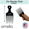 Amelia Beauty 7In Black Curly Hair Wide Tooth Pick 2 Pack Made In Usa Easily Creates Volume Detangles Reduces Frizz Afro Pick Styling Tool 7