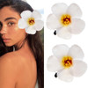 Love Sweety 2Pc Hawaiian Plumeria Hair Clips Delicate Dew Galsang Flower Barrettes For Beach Party White