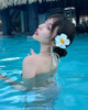 Love Sweety 2Pc Hawaiian Plumeria Hair Clips Delicate Dew Galsang Flower Barrettes For Beach Party White