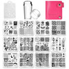 Biutee Nail Stamping Plates Set 12Pcs Nail Plates 1Stamper 1Scraper 1Storage Bag Nail Plate Template Image Plate Stencil Nails Tool C
