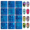 Biutee Nail Stamping Plates Set 12Pcs Nail Plates 1Stamper 1Scraper 1Storage Bag Nail Plate Template Image Plate Stencil Nails Tool C