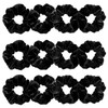 Whaline 12 Pieces Velvet Hair Scrunchies Black Elastics Scrunchy Bobbles Soft Hair Bands Solid Color Hair Tie Rope Bnad Scrunchie Hairstyle