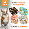 Happie Hare Scrunchies Cotton Rounds Elastic Hair Bands Scrunchy Hair Ties Girls Hair Accessories Gifts For Women 4 Pack Mix Colors Corgi