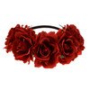 June Bloomy Rose Floral Crown Garland Flower Headband Headpiece For Wedding Festival Dark Red