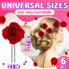 Red Rose Hair Clip 6 Pcs Non Slip Flower Barrettes For Women