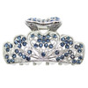 Faship Navy Blue Rhinestone Crystal Floral Hair Claw Clips