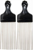 Luxxii 2 Pack 9 Metal Afro Pick Comb For Curly Hair Wide Tooth Hair Pick For Volume And Lift Black Fist Hair Comb For Natural Thick Coily