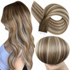 Full Shine Tape In Hair Extensions Human Hair Brown Blonde 18 Inch