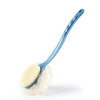 Shower Body Brush Bristles And Mesh Loofah Sponge Curved Handle Back Scrubber