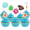 Jevenis 30 Pcs Mona Cupcake Toppers Hawaiian Birthday Party Decoration