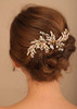 Denifery Vintage Wedding Headpiece Gold Rhinestone Pearls Flower And Leaf Crystal Hair Comb For Women Bridal Hair Accessories