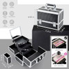 Joligrace 3 Tray Makeup Case With Mirror And Brush Holder 11.6 Shine Black