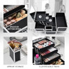 Joligrace 3 Tray Makeup Case With Mirror And Brush Holder 11.6 Shine Black