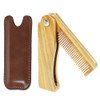 Onedor Handmade 100 Percent Natural Green Sandalwood Fine Tooth Wooden Comb For Men Hair Beard And Mustache Styling Pocket Comb With Leather