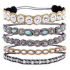 Rhinestone Beaded Elastic Headband 5 Pcs Fashionable Style Crystal Beaded Hair Ties Handmade Jewely Headband For Women Girls Lady