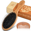 Black Egg Boar Bristle Hair Brush For Women Men Kid Soft Natural Bristles Brush For Thin And Fine Hair Restore Shine And Texture Set