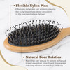Black Egg Boar Bristle Hair Brush For Women Men Kid Soft Natural Bristles Brush For Thin And Fine Hair Restore Shine And Texture Set