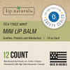 Lip Naturals Mini Tea Tree Balm With Sunscreen Spf 15 Made In Usa With Coconut Oil Tea Tree Oil And Peppermint Oil 12 Count Mini Lip Balm