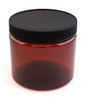 Rje International Amber Plastic Jars 16 Ounce With Black Lids 4 Pack Refillable Empty Storage Containers With Lids For Cream Lotions Beauty