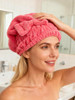 Mayouth Microfiber Hair Drying Towels Head Wrap With Bow Knot Shower Cap Hair Turban Hairwrap Bath Cap For Curly Short Or Long And Wet Hair